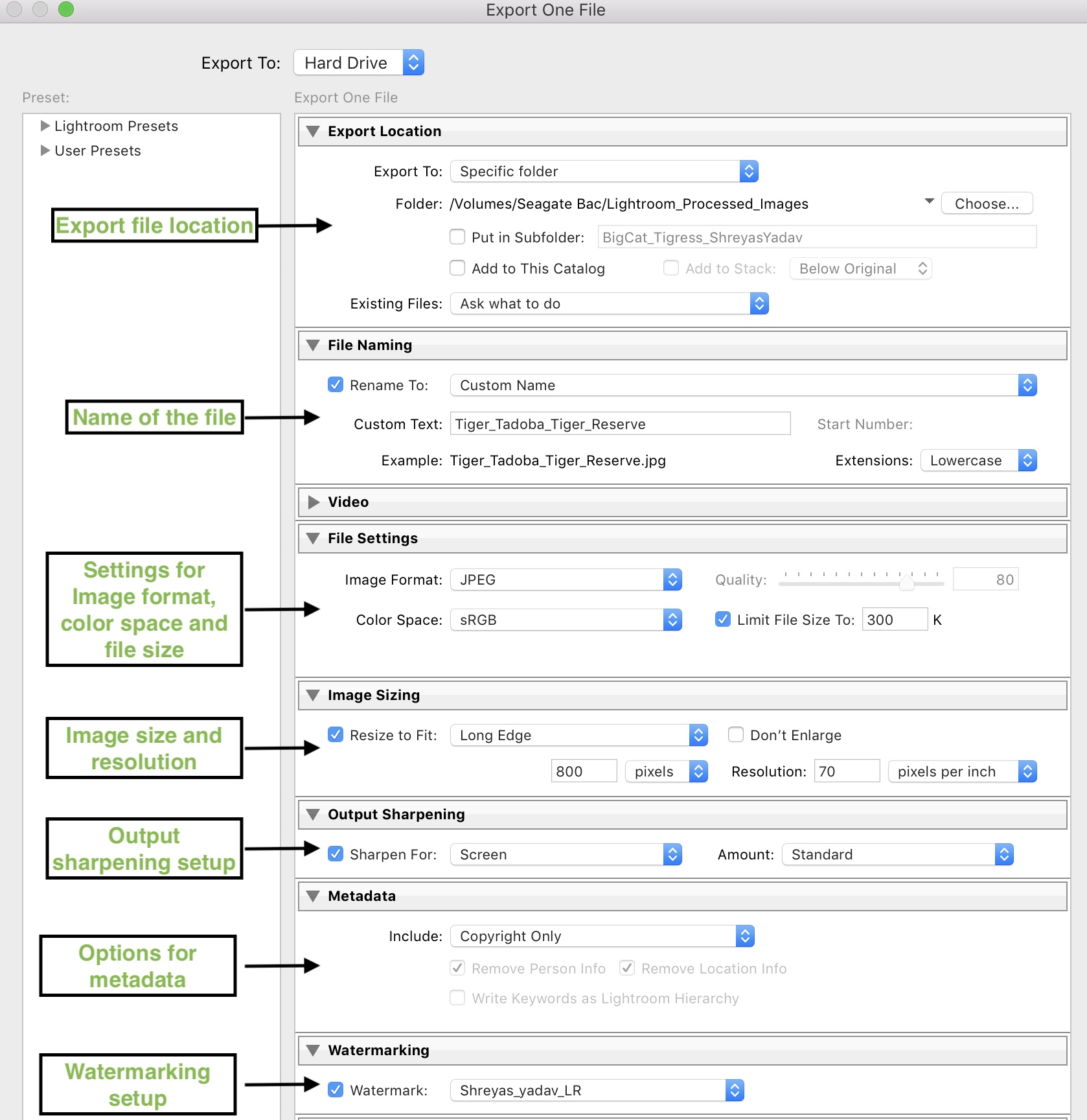 Image export in Adobe Lightroom