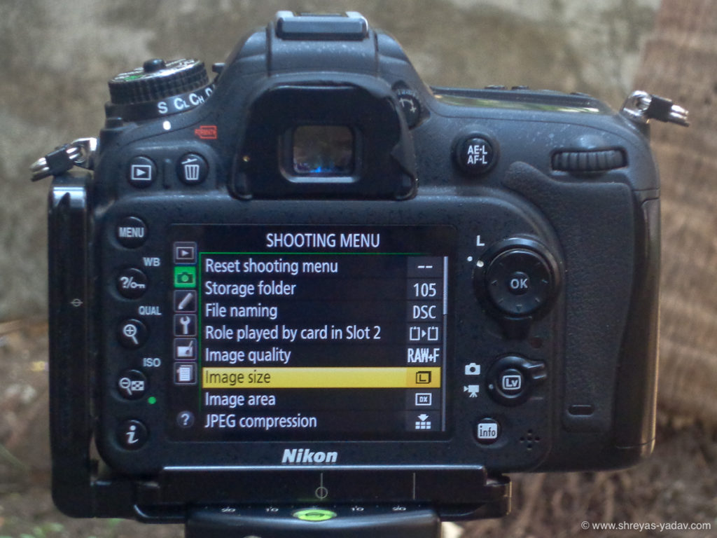 Camera Setup, Image Quality, Image Size