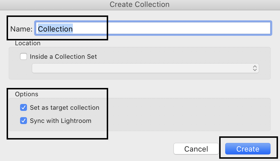Create Collection in Adobe Lightroom 